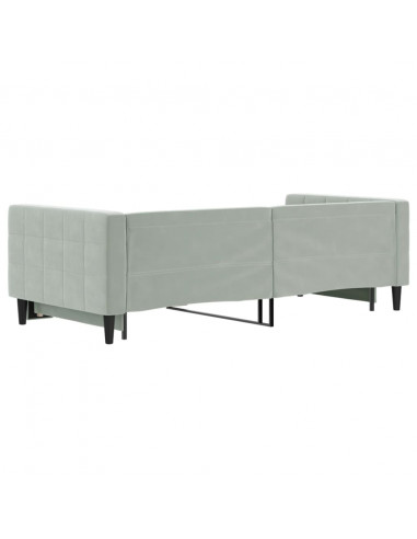 Divano Letto con Letto Estraibile Grigio Chiaro 90x200 Velluto