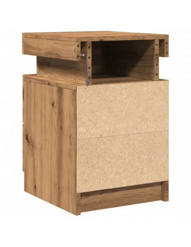 Comodini con LED 2pz Rovere Artigianale 40x30x40 cm Truciolato