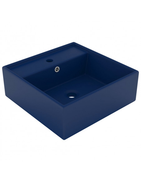 Lavabo Troppopieno Quadrato Blu Scuro Opaco 41x41cm Ceramica