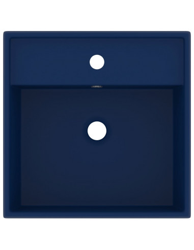 Lavabo Troppopieno Quadrato Blu Scuro Opaco 41x41cm Ceramica