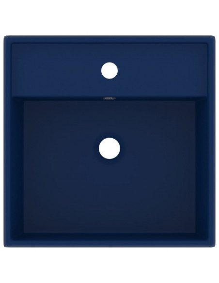Lavabo Troppopieno Quadrato Blu Scuro Opaco 41x41cm Ceramica