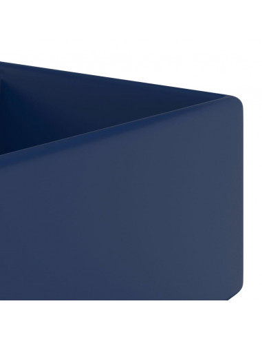 Lavabo Troppopieno Quadrato Blu Scuro Opaco 41x41cm Ceramica
