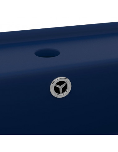 Lavabo Troppopieno Quadrato Blu Scuro Opaco 41x41cm Ceramica