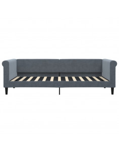 Divano Letto Estraibile Cassetti Grigio Scuro 90x200cm Velluto