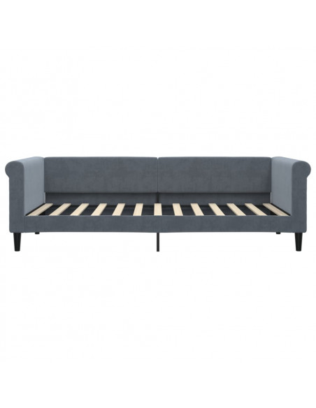 Divano Letto Estraibile Cassetti Grigio Scuro 90x200cm Velluto