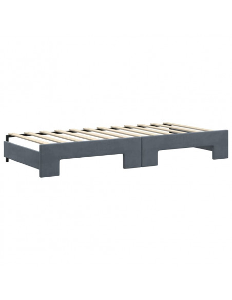 Divano Letto Estraibile Cassetti Grigio Scuro 90x200cm Velluto