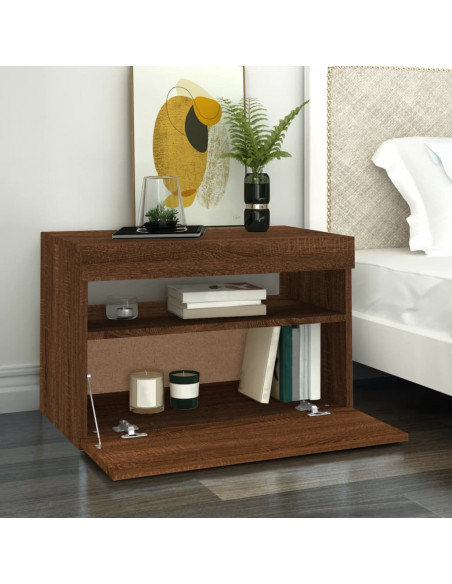 Mobile Porta TV con Luci LED Rovere Marrone 60x35x40 cm
