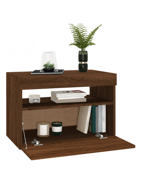 Mobile Porta TV con Luci LED Rovere Marrone 60x35x40 cm