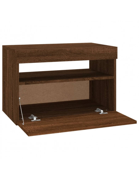 Mobile Porta TV con Luci LED Rovere Marrone 60x35x40 cm