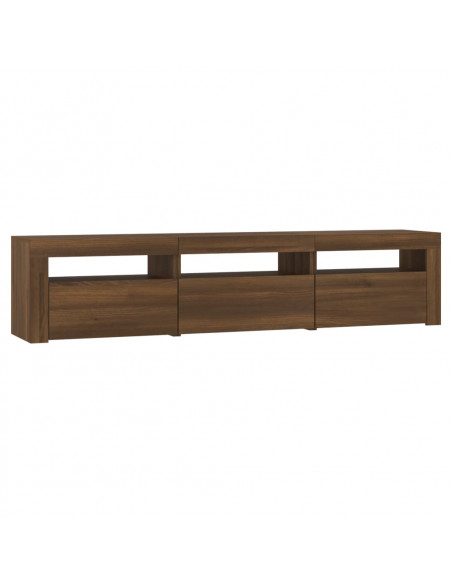 Mobile Porta TV con Luci LED Rovere Marrone 180x35x40 cm