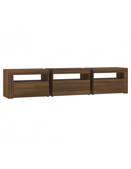 Mobile Porta TV con Luci LED Rovere Marrone 180x35x40 cm