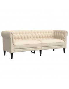 Divano Chesterfield a 3 Posti Crema in Tessuto