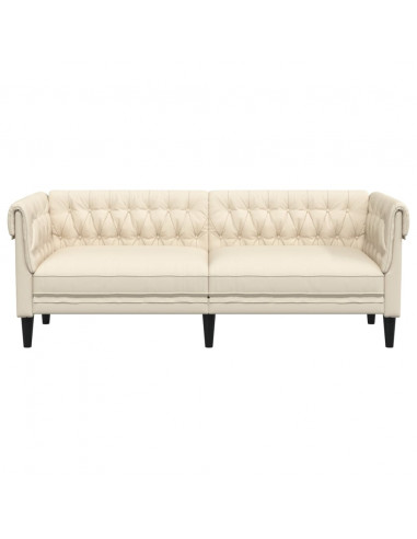 Divano Chesterfield a 3 Posti Crema in Tessuto