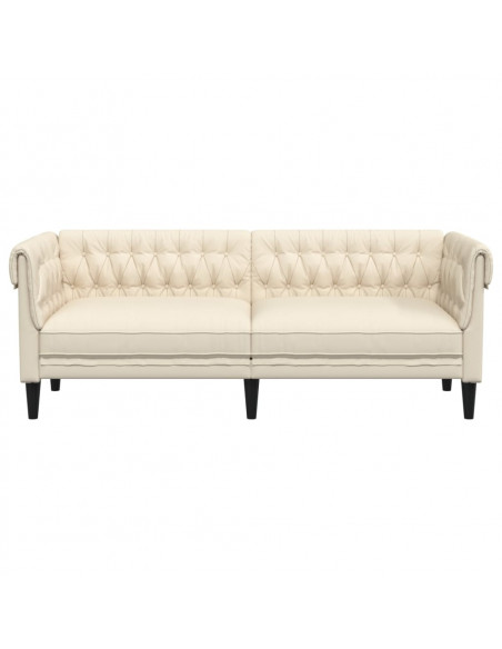 Divano Chesterfield a 3 Posti Crema in Tessuto