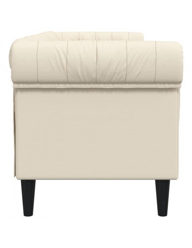 Divano Chesterfield a 3 Posti Crema in Tessuto