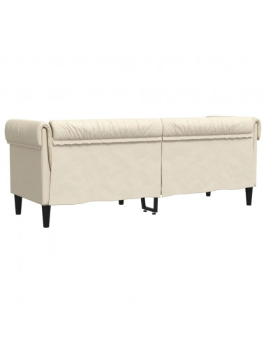 Divano Chesterfield a 3 Posti Crema in Tessuto