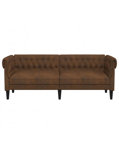 Divano Chesterfield a 3 Posti Marrone in Tessuto