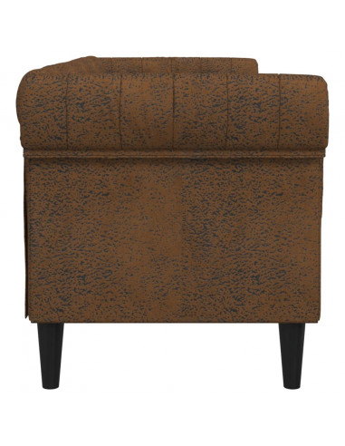 Divano Chesterfield a 3 Posti Marrone in Tessuto