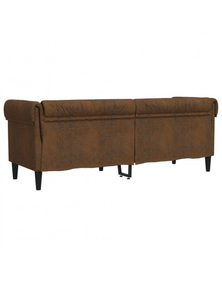 Divano Chesterfield a 3 Posti Marrone in Tessuto