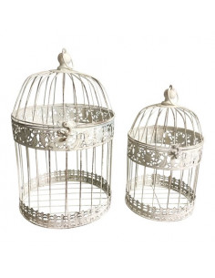 Gabbia uccelli Amicasa Set 2 pz Bianco anticato Bianco anticato