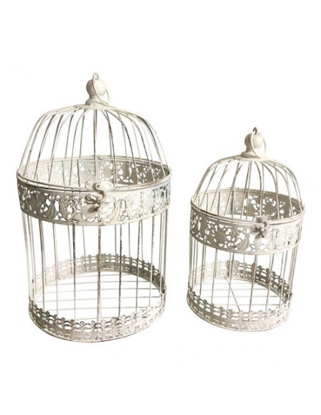 Gabbia uccelli Amicasa Set 2 pz Bianco anticato Bianco anticato