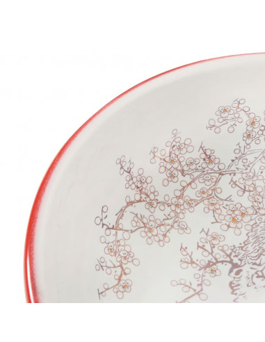 Lavabo da Appoggio Bianco e Rosso Rotondo Φ41x14 cm Ceramica