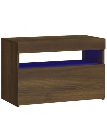 Comodino con Luci LED Rovere Marrone 60x35x40 cm