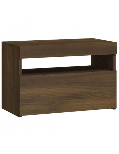 Comodino con Luci LED Rovere Marrone 60x35x40 cm