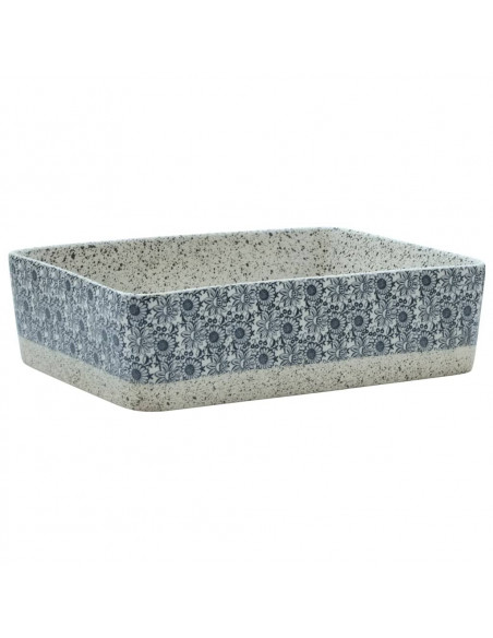 Lavabo Appoggio Grigio e Blu Rettangolare 46x35,5x13cm Ceramica