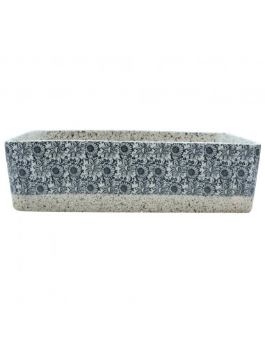 Lavabo Appoggio Grigio e Blu Rettangolare 46x35,5x13cm Ceramica