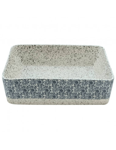 Lavabo Appoggio Grigio e Blu Rettangolare 46x35,5x13cm Ceramica