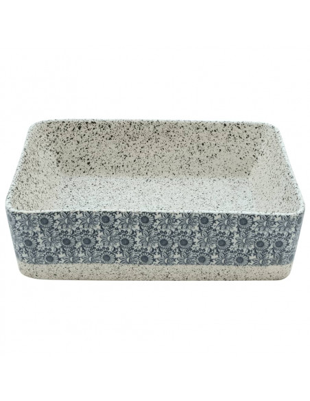 Lavabo Appoggio Grigio e Blu Rettangolare 46x35,5x13cm Ceramica