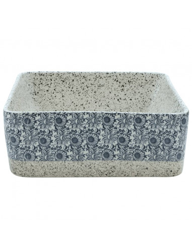 Lavabo Appoggio Grigio e Blu Rettangolare 46x35,5x13cm Ceramica