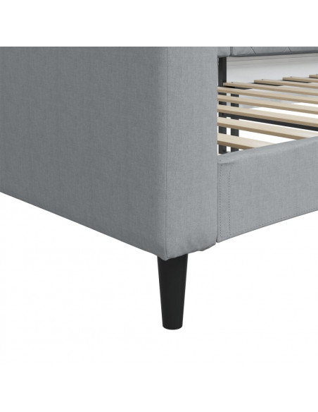 Letto da Giorno Grigio Chiaro 90x200 cm in Tessuto
