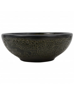Lavabo da Appoggio Nero Rotondo Φ41x14 cm Ceramica