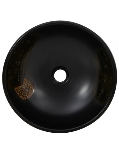 Lavabo da Appoggio Nero Rotondo Φ41x14 cm Ceramica