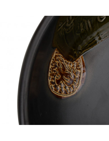 Lavabo da Appoggio Nero Rotondo Φ41x14 cm Ceramica