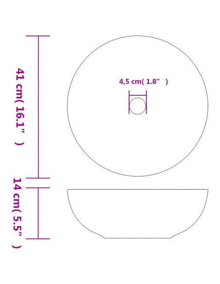 Lavabo da Appoggio Nero Rotondo Φ41x14 cm Ceramica