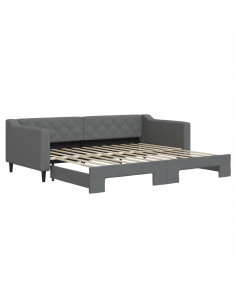 Divano Letto con Letto Estraibile Grigio Scuro 90x200cm Tessuto