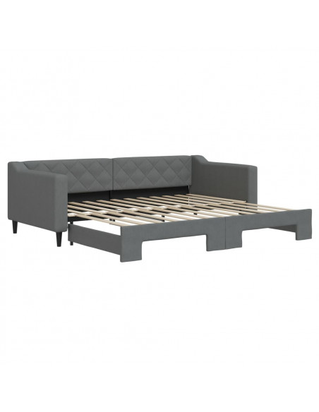 Divano Letto con Letto Estraibile Grigio Scuro 90x200cm Tessuto
