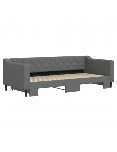 Divano Letto con Letto Estraibile Grigio Scuro 90x200cm Tessuto 2