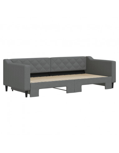 Divano Letto con Letto Estraibile Grigio Scuro 90x200cm Tessuto