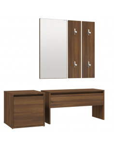 Set di Mobili da Corridoio Rovere Marrone in Legno Multistrato