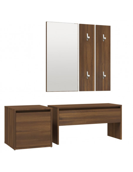 Set di Mobili da Corridoio Rovere Marrone in Legno Multistrato