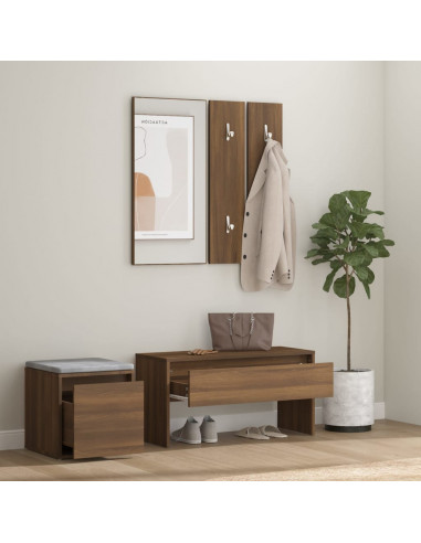Set di Mobili da Corridoio Rovere Marrone in Legno Multistrato