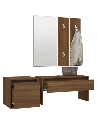 Set di Mobili da Corridoio Rovere Marrone in Legno Multistrato