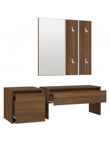 Set di Mobili da Corridoio Rovere Marrone in Legno Multistrato