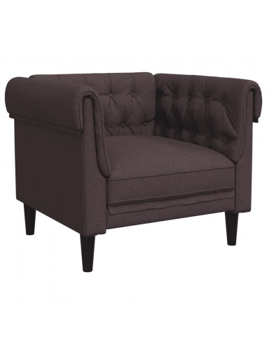 Set di Divani 3 pz Marrone Scuro in Tessuto