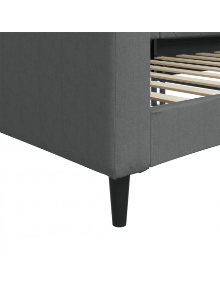 Letto da Giorno Grigio 90x200 cm in Tessuto