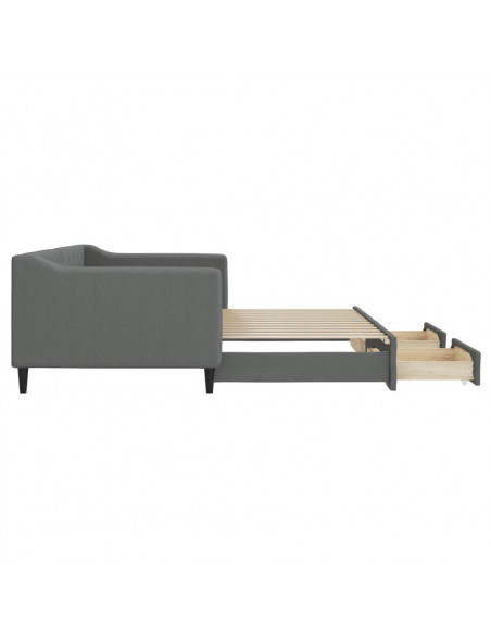 Divano Letto Estraibile Cassetti Grigio Scuro 90x200cm Tessuto